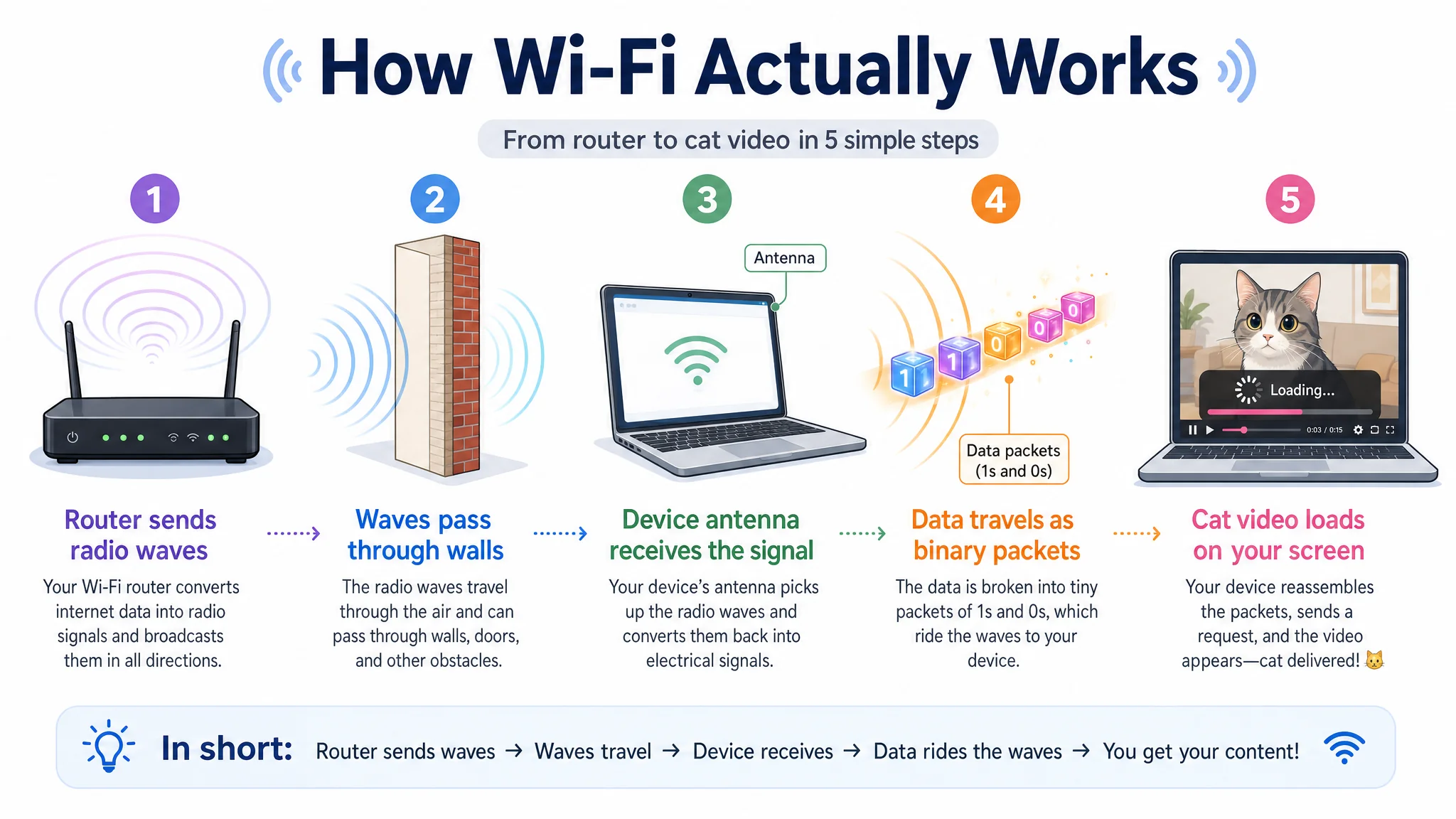 Hasil GPT Image 2 untuk infografik Wi-Fi lima langkah.