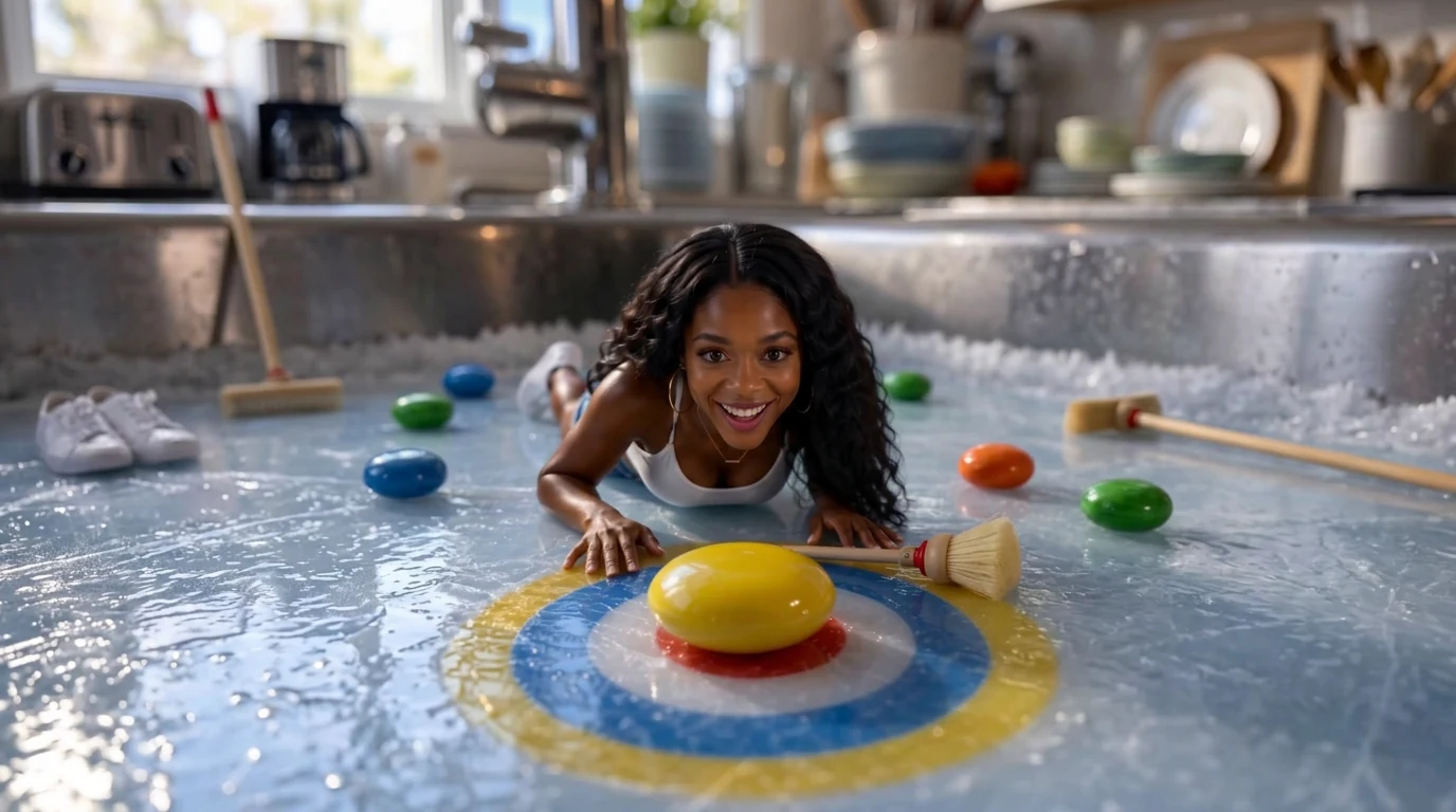 Curling in the Sink: เล่นเคิร์ลลิงในอ่างล้างจานกับ PixVerse