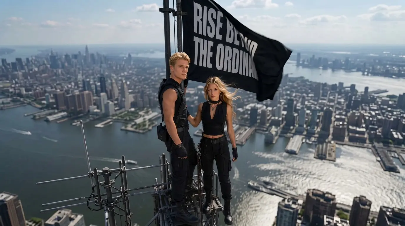 Skyline Orbit Flag: Buat dengan Template Video PixVerse