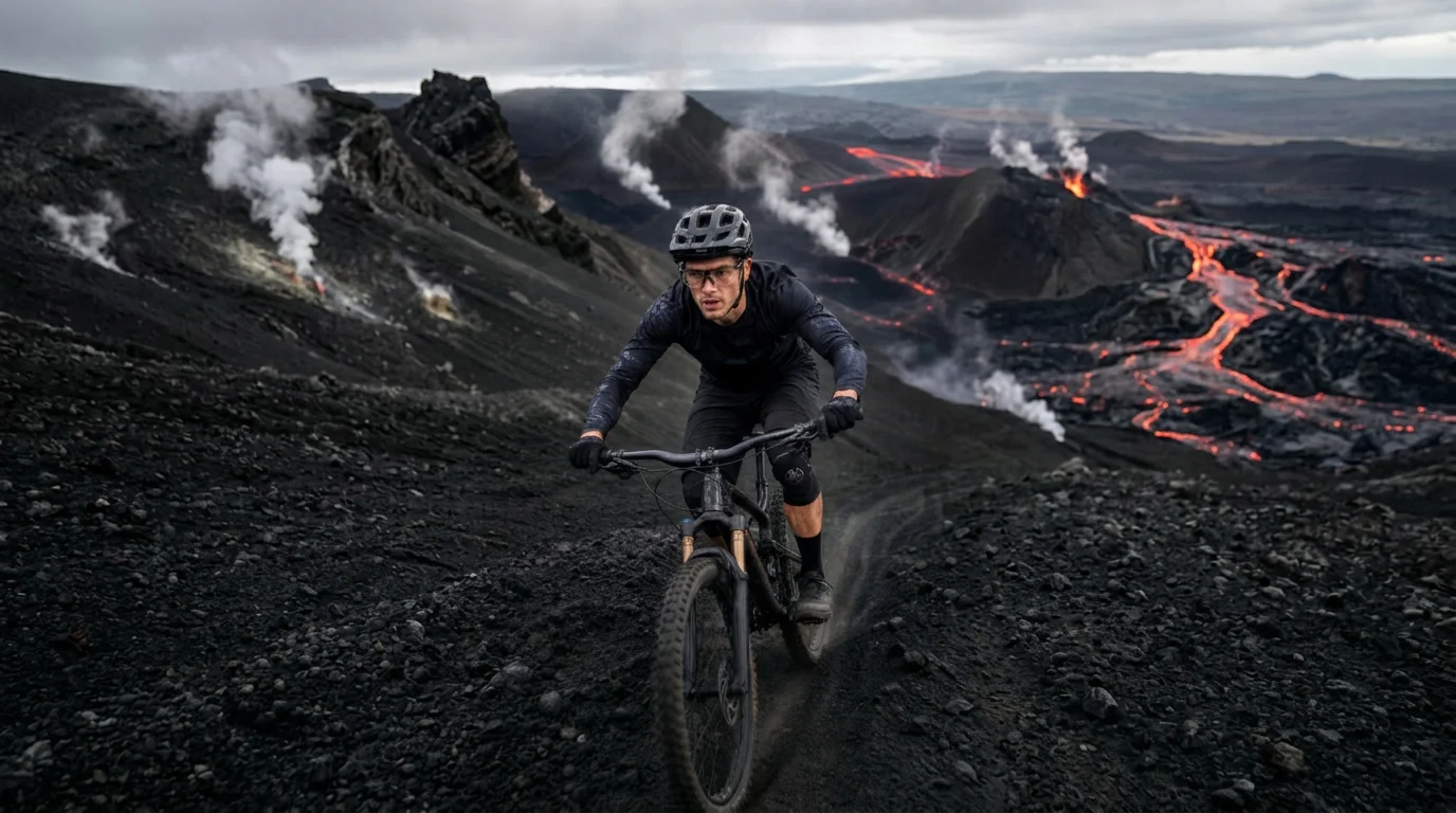 Volcanic Rock Mountain Biking: एक क्लिप में लावा ट्रेल पर सवारी
